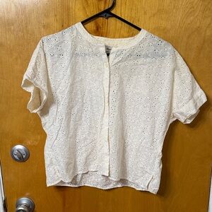 Madewell Cream Eyelet Short Sleeve Blouse